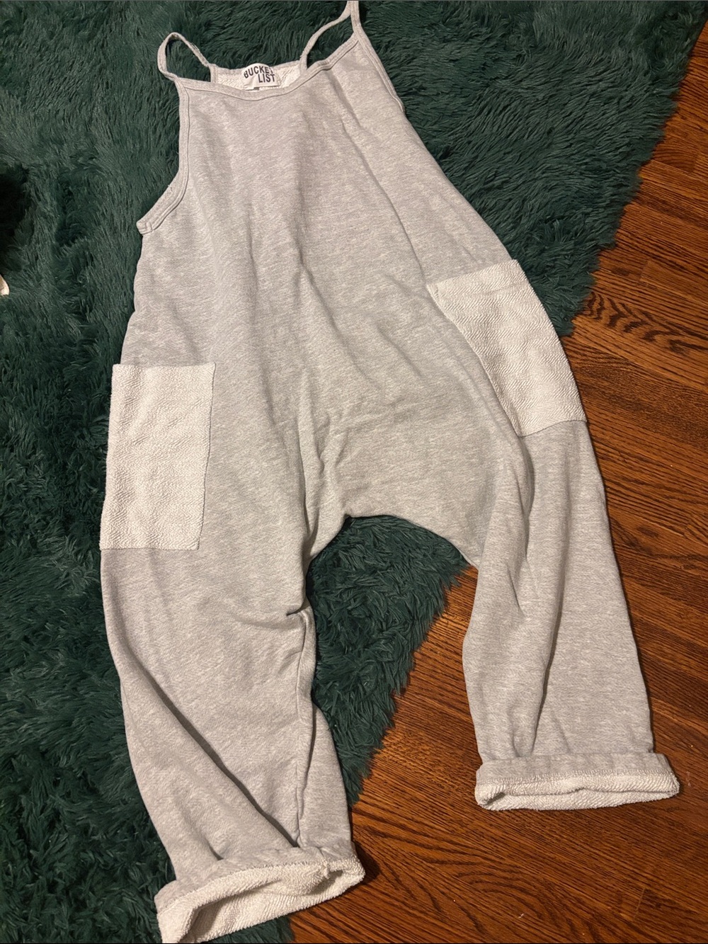 Bucket List Sweatpants Romper Jumpsuit L